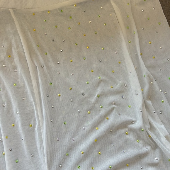 White Rhinestone Mesh Skirt Cover Up Fashion Nova - Picture 3 of 3